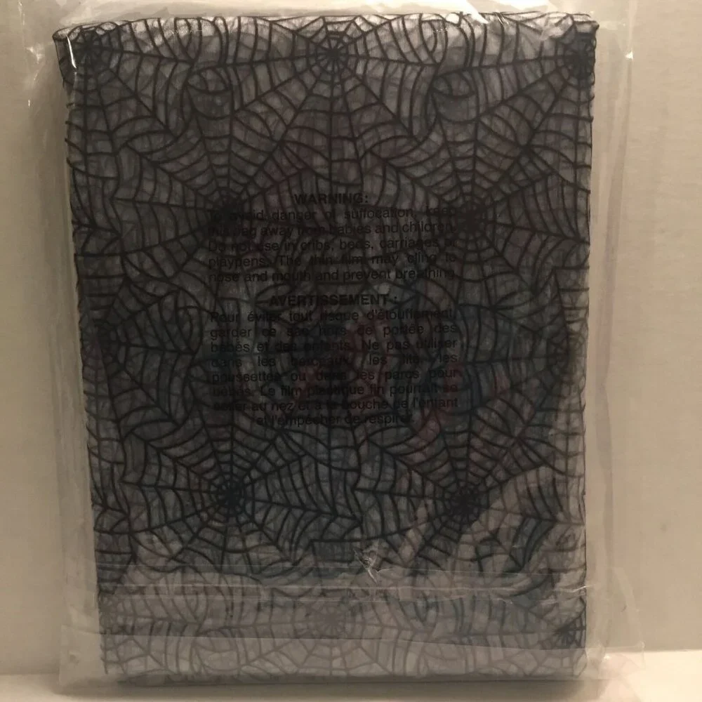 Gothic Black Halloween Spider Web Iridescent Tablecloth Party 54 x108 Decoration